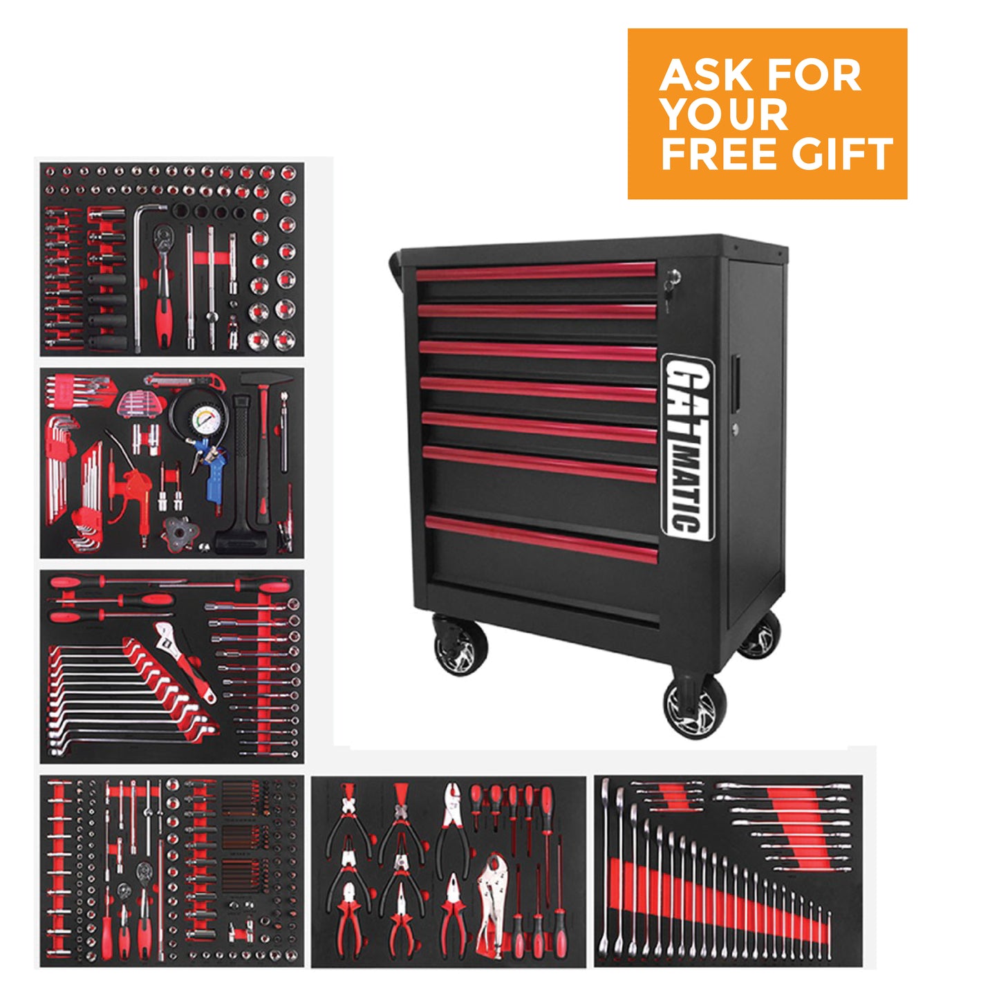 GATMATIC GTT381 ABS Tray Worktop Tool Cabinet With Tools