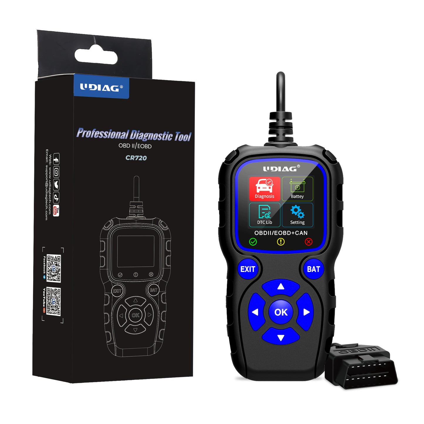 UDIAG CR720 OBDII Scanner Car Code Reader For All Cars