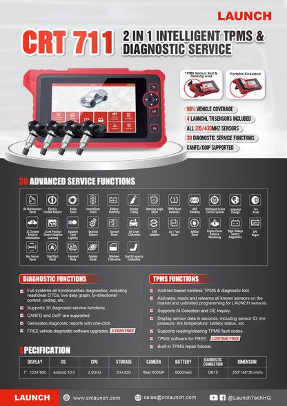LAUNCH CRT 711 PROFESSIONAL TPMS DIAGNOSTIC TOOL