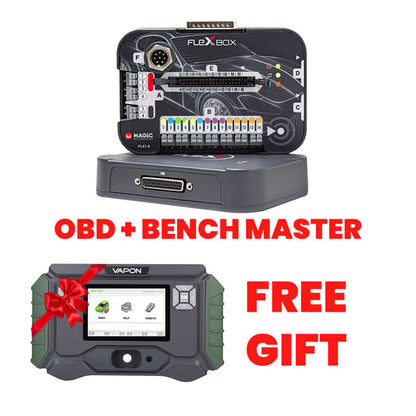MAGIC FLEX ECU (cars, vans, bikes) OBD + Bench Master + Free Vapon VP996 Key Programming Tool Device