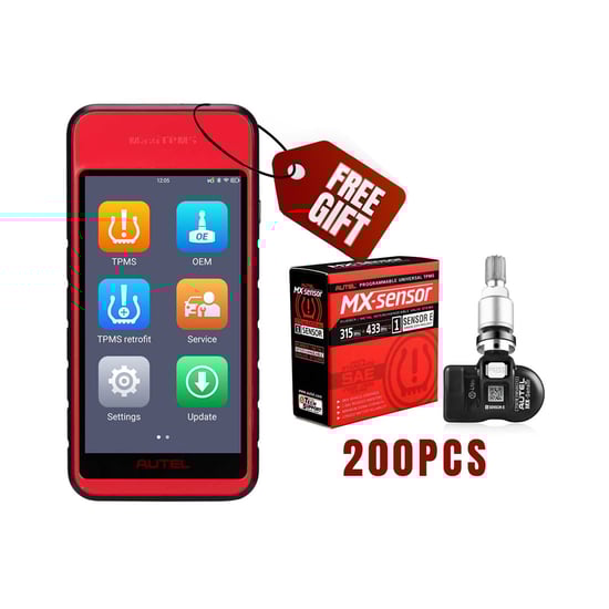 Autel MX-Sensor E TPMS Rubber 200 PCs + Free MaxiTPMS ITS600 Tire Wireless Android Tablet